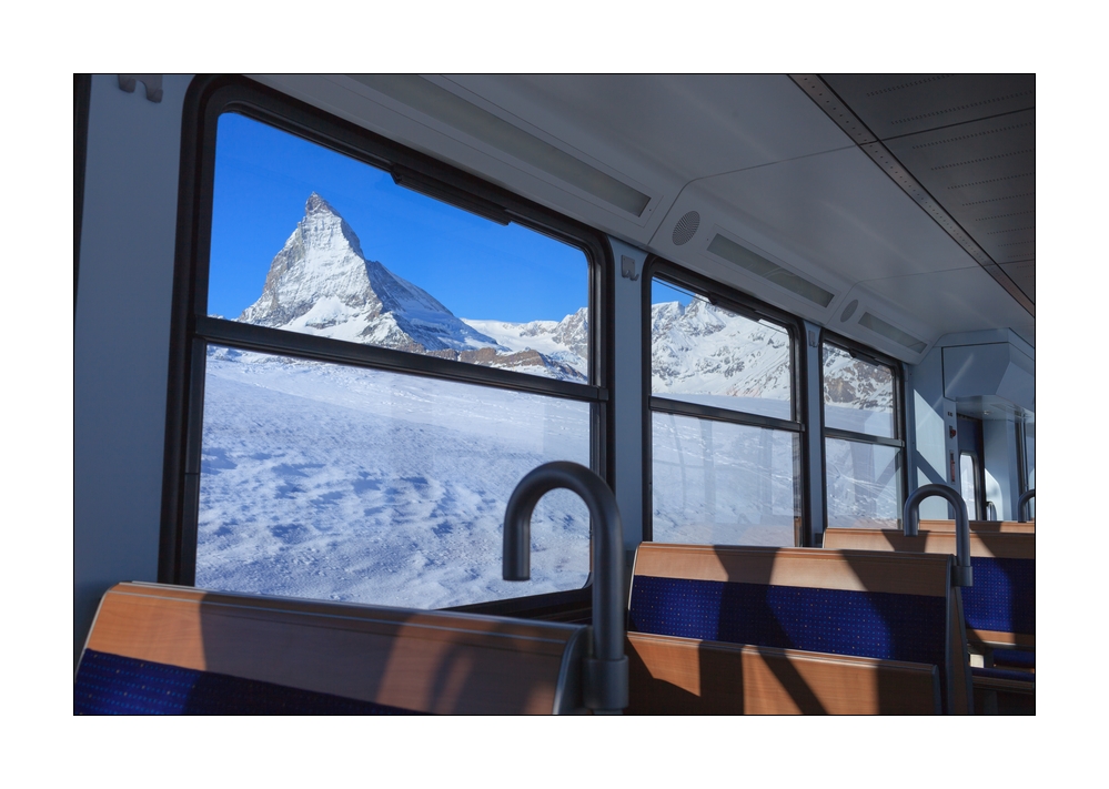 Schweiz Wallis Matterhorn Winter mit Gornergratbahn #36322