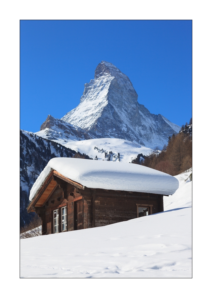 Matterhorn mit Holzhaus #36337